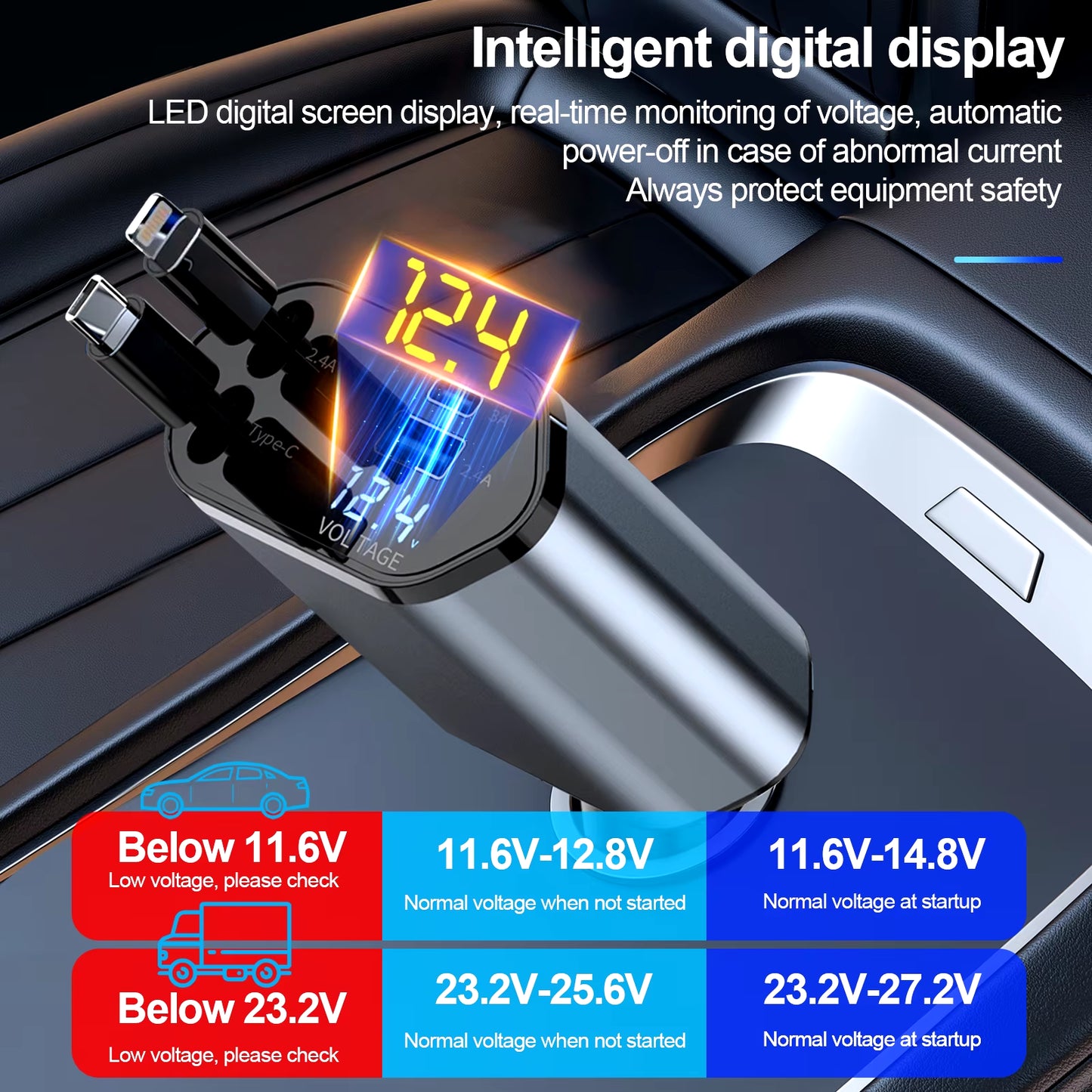 4 in 1 Retractable Car Charger