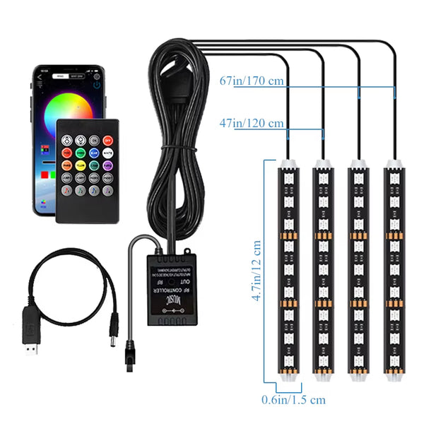 Car LED RGB Atmosphere Strip Light