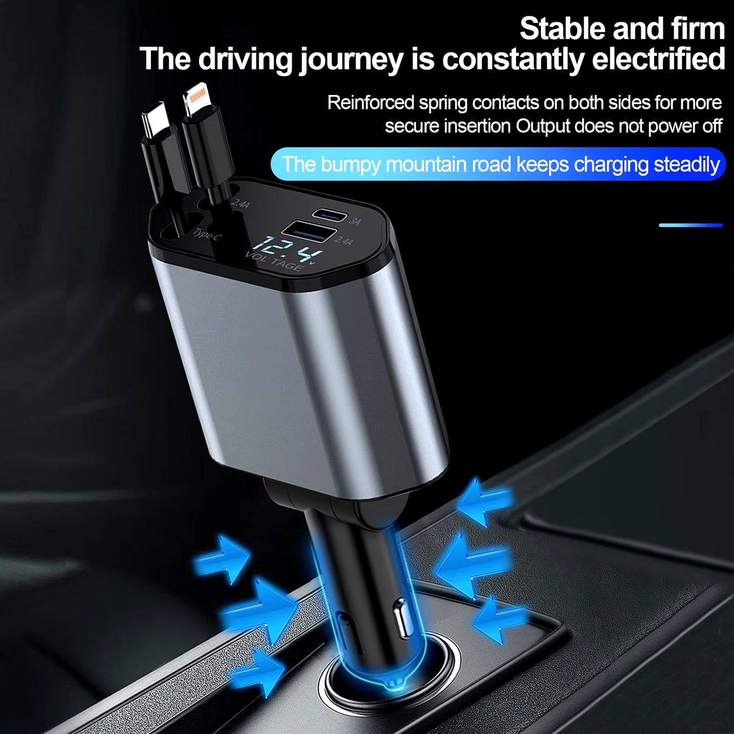 4 in 1 Retractable Car Charger
