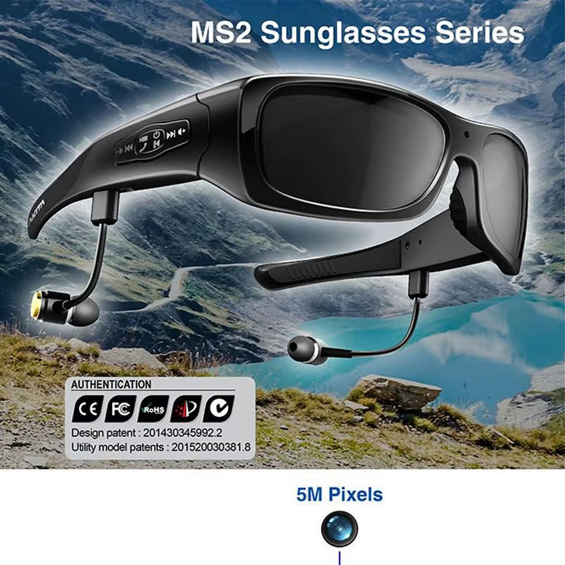 Camera Glasses Camcorders Portable DV Video Recorder Microphone HD Record DVR Vidicon Bluetooth Earphones