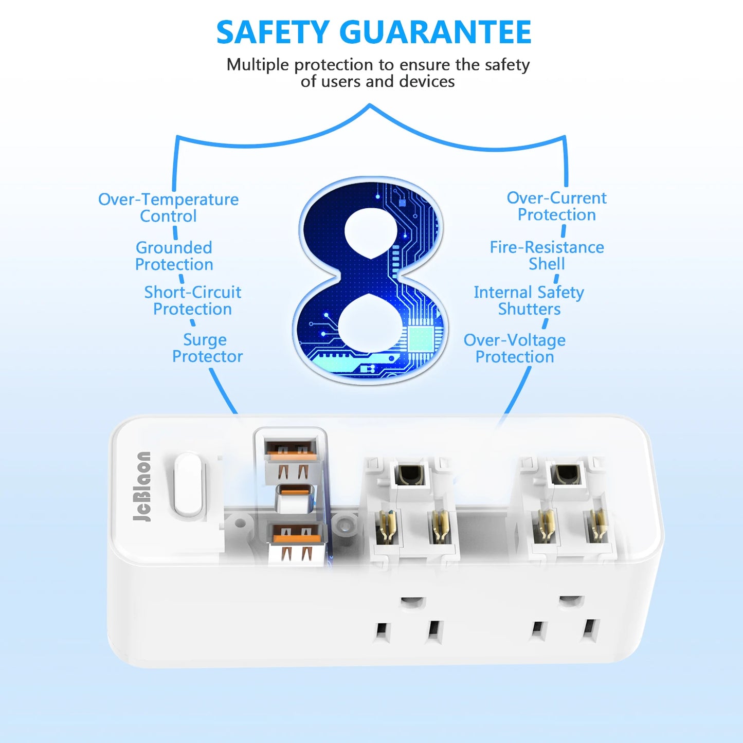 360°Rotating Power Strip with 6 AC Outlets 