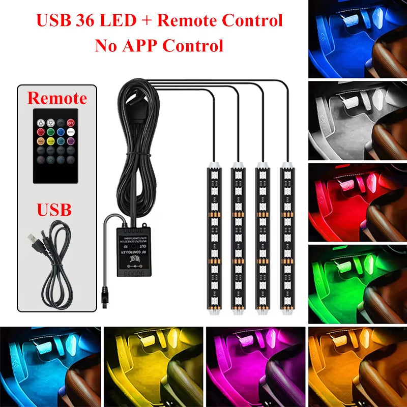 Car LED RGB Atmosphere Strip Light