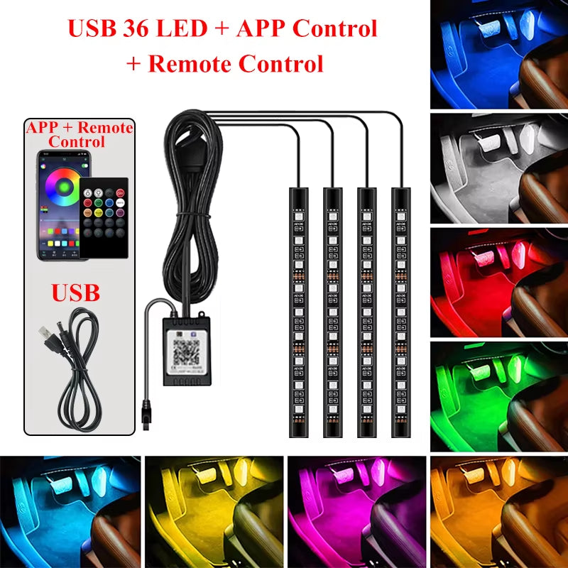Car LED RGB Atmosphere Strip Light